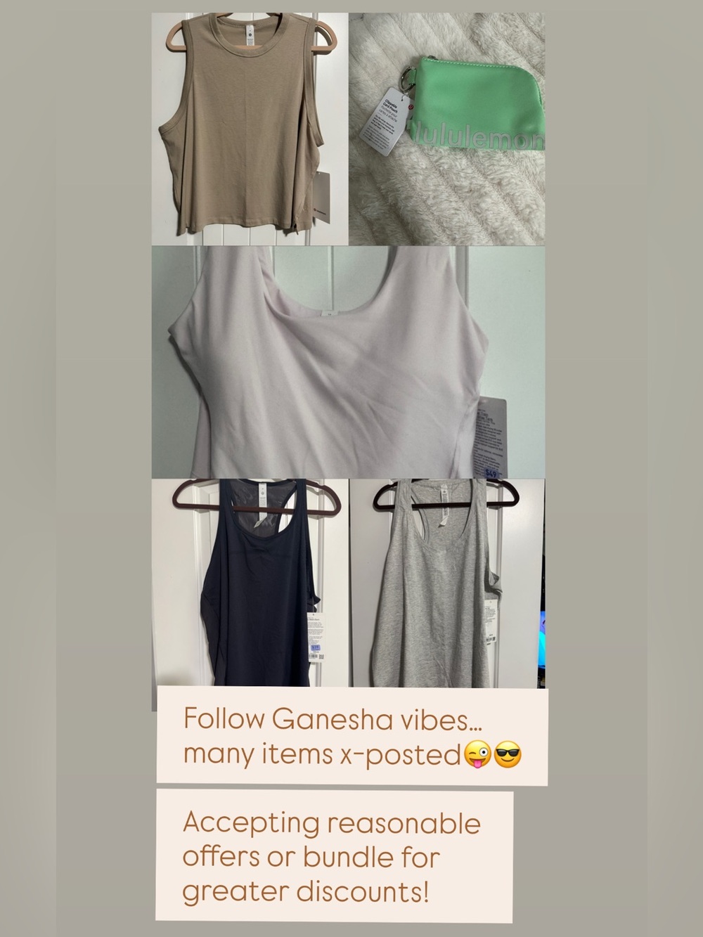 lululemon athletica Tank Top Bundle - Beige, Light Pink, Navy, Gray, Mint